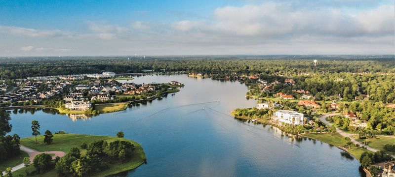 The Woodlands waterway aerial view