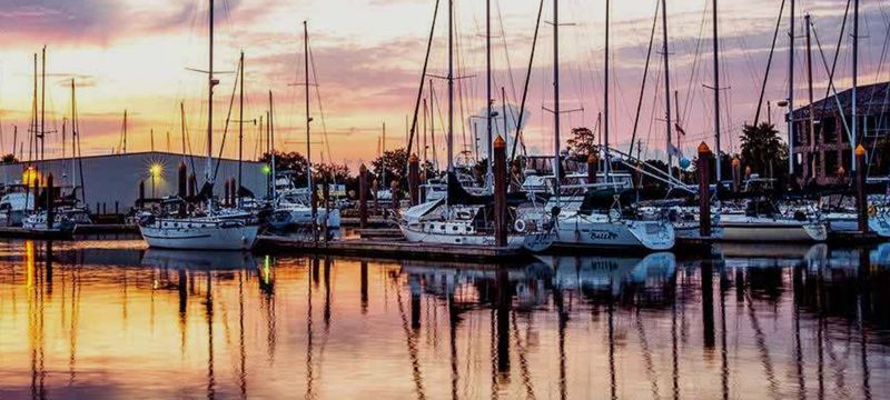 Clear Lake marina at sunset